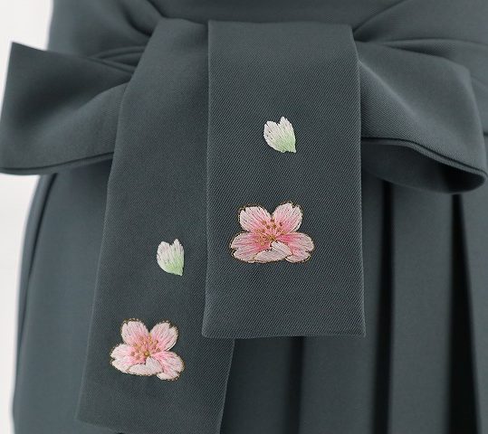 卒業式袴単品レンタル[刺繍]グレーに桜刺繍[身長153-157cm]No.512
